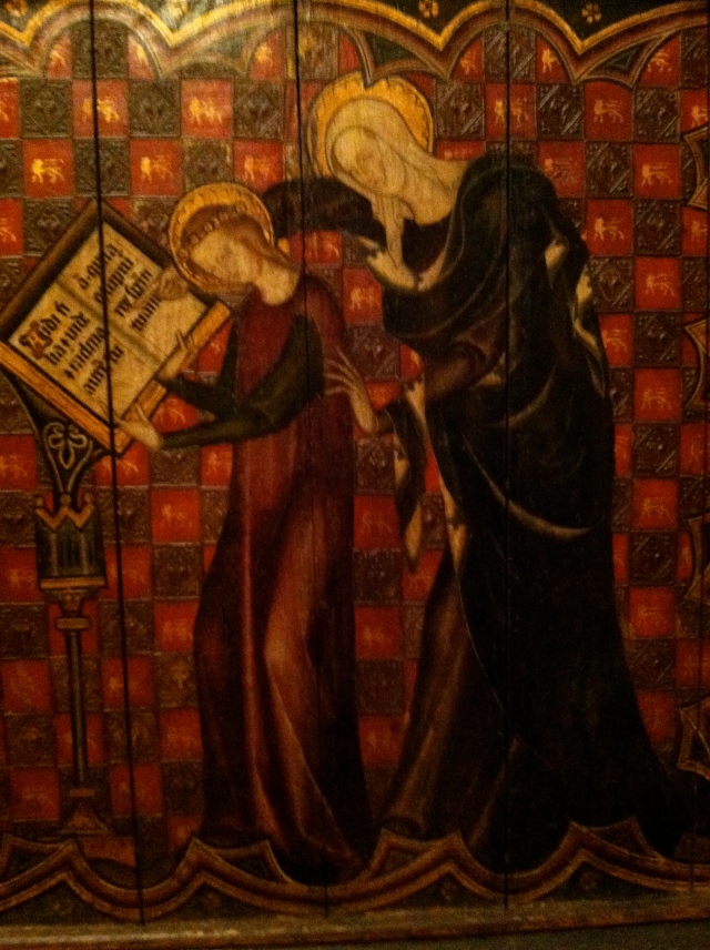 tapestry depicting the education of the virgin mary, cluny